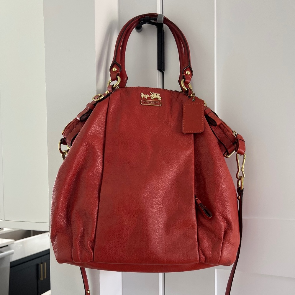 Coach- Vintage Top handle/Cross Body Bag- Tomato  Red